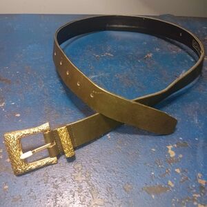 Carlisle Black Belt with Textured Gold Buckle
